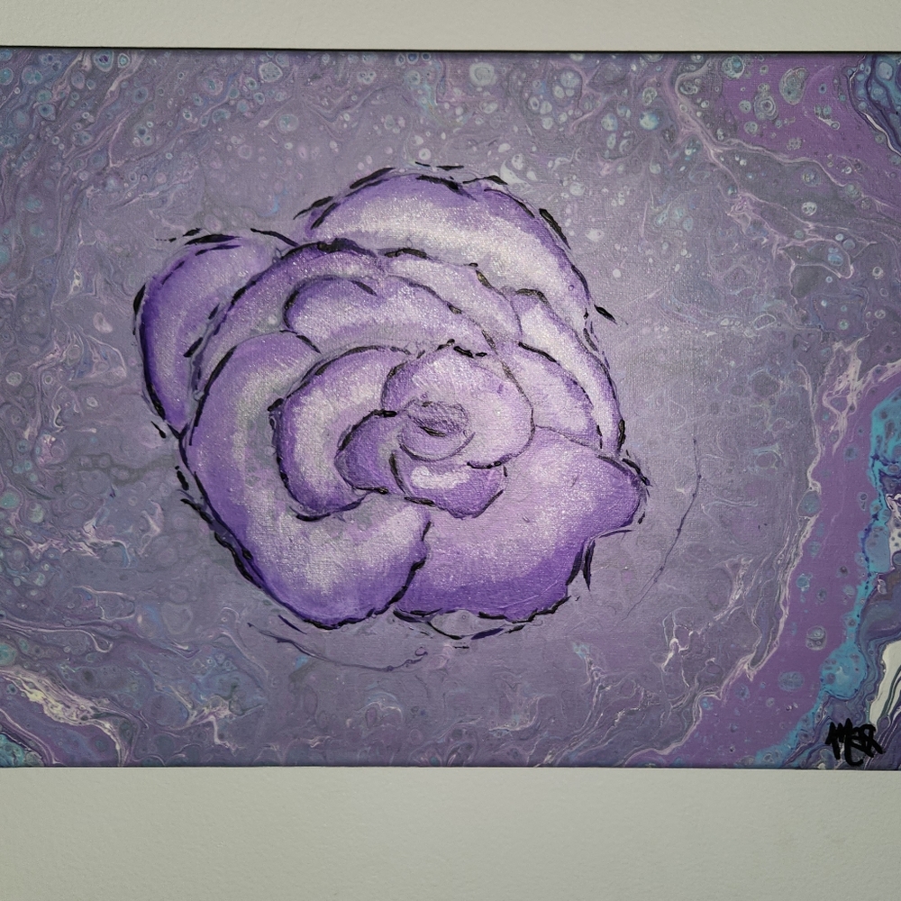 'Restore' Handcrafted Embellished Acrylic Paint Pour